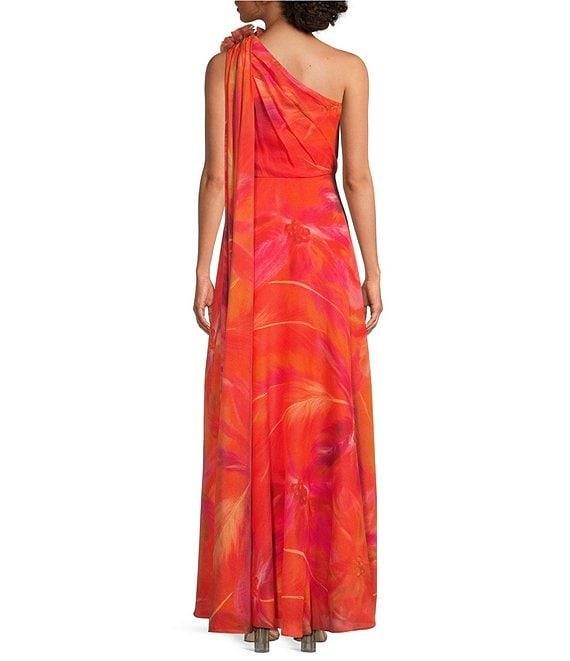 Muse by Marchesa Hibiscus One Shoulder Printed Organza Dress Product Image