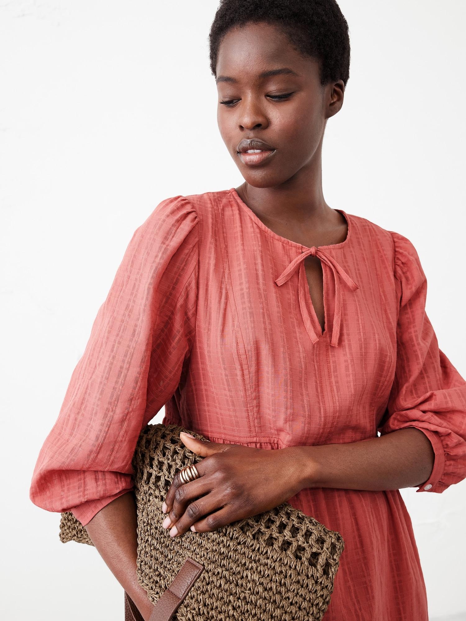 Voile Puff-Sleeve Peplum Mini Shift Product Image