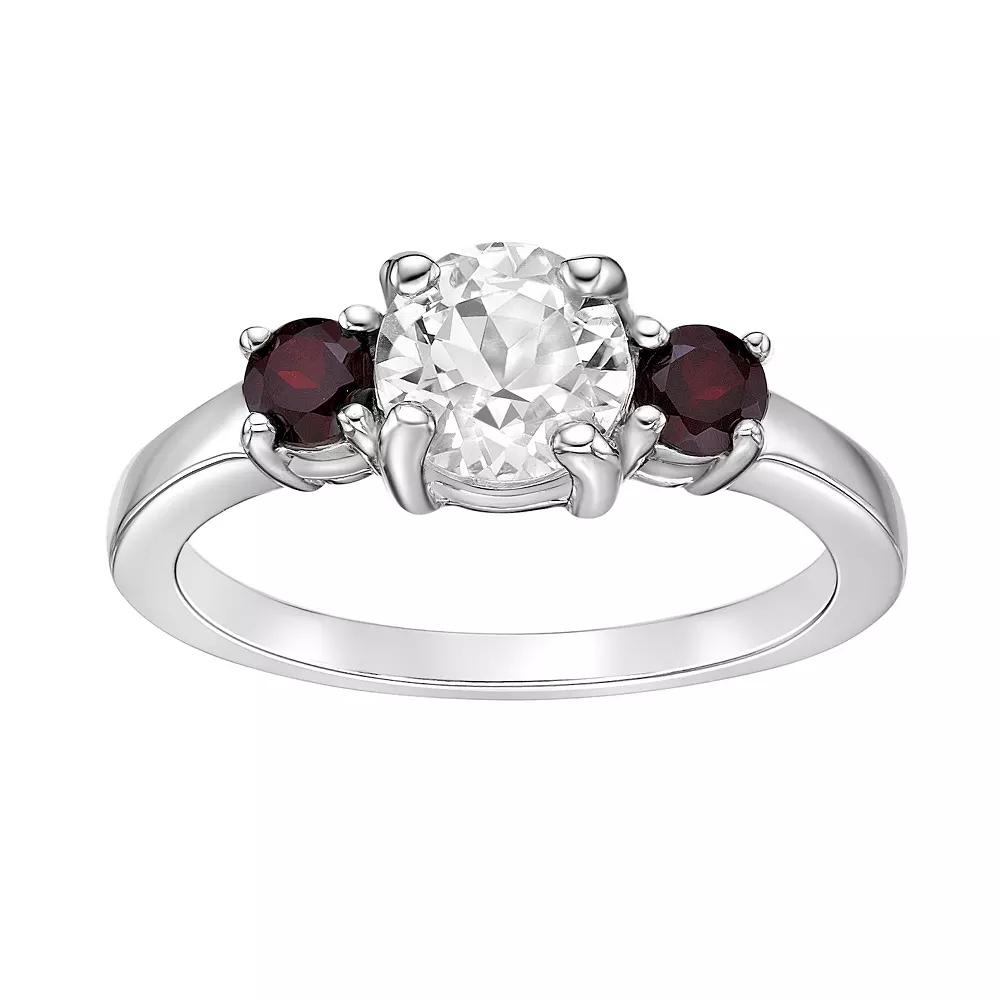 Gemminded Sterling Silver White Topaz & Gemstone Ring, Women's, Size: 7, Red Product Image