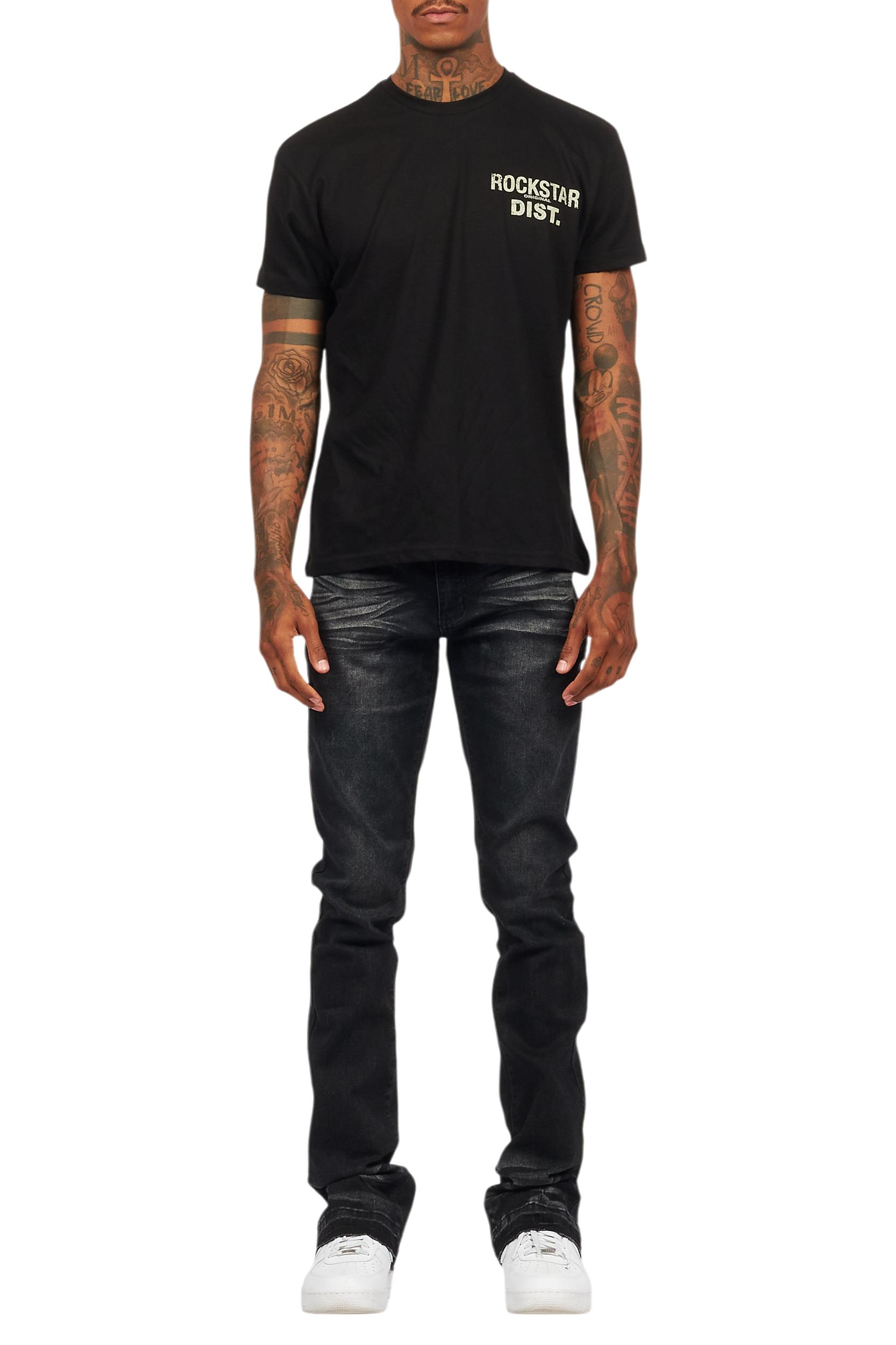 Lake Black/Beige T-Shirt/Dag Stacked Flare Jean Set Male Product Image