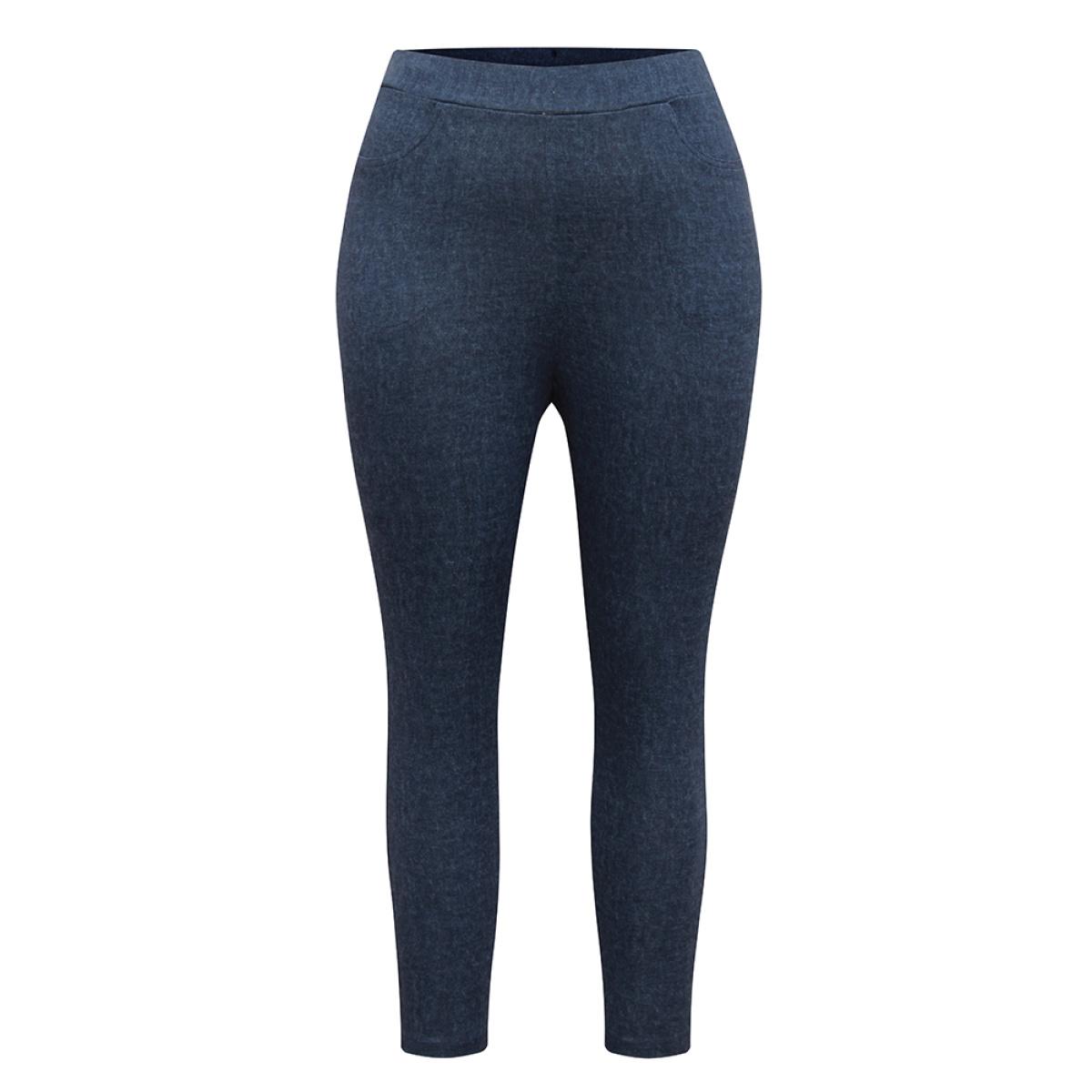 Plus Size Heather Knit Denim High Rise Skinny Leggings Women Midnight Casual High stretch Skinny High Rise Dailywear Leggings BloomChic 12/L Product Image