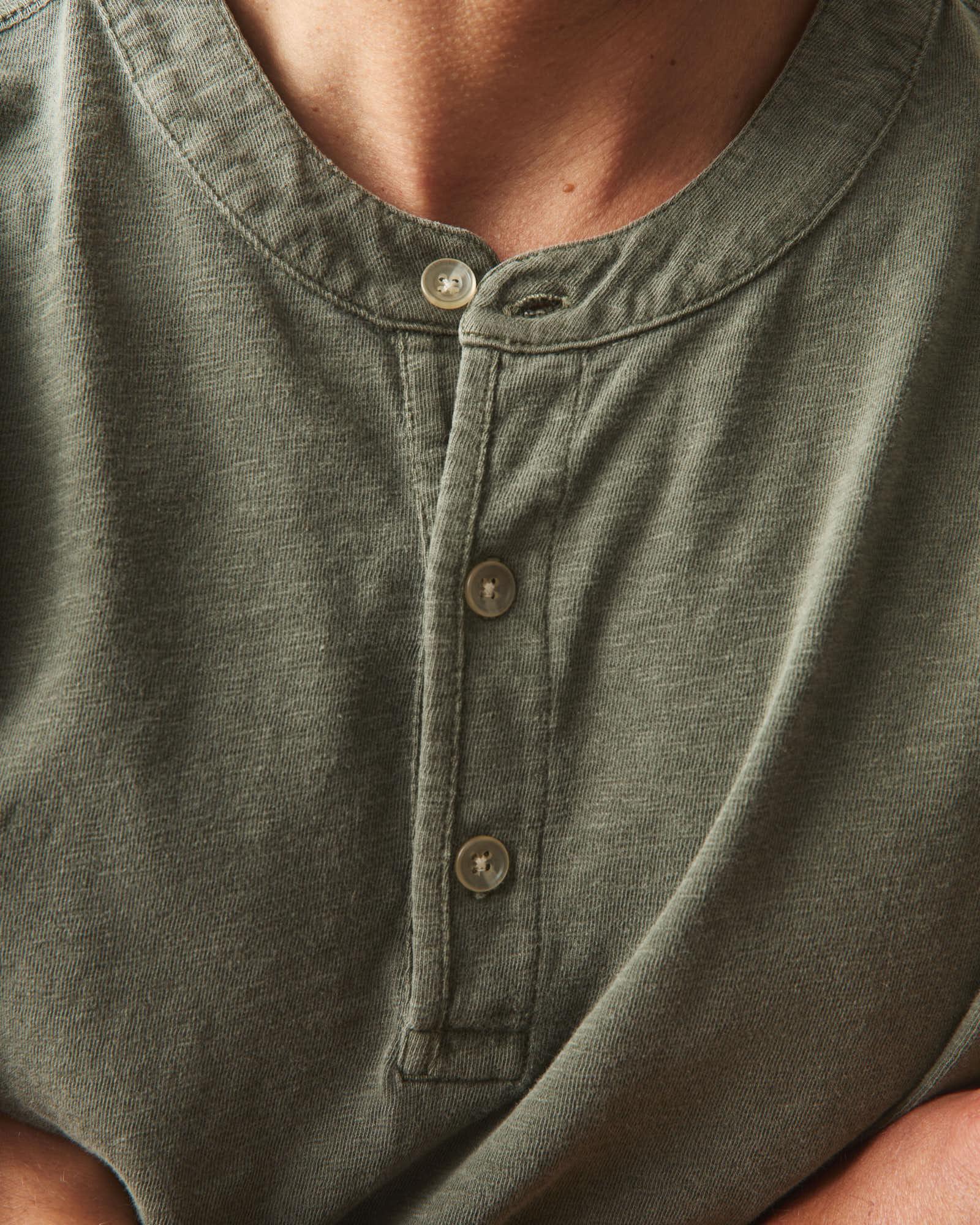 Men's Broken-In Premium Slub Henley - Washed Olive Male Product Image