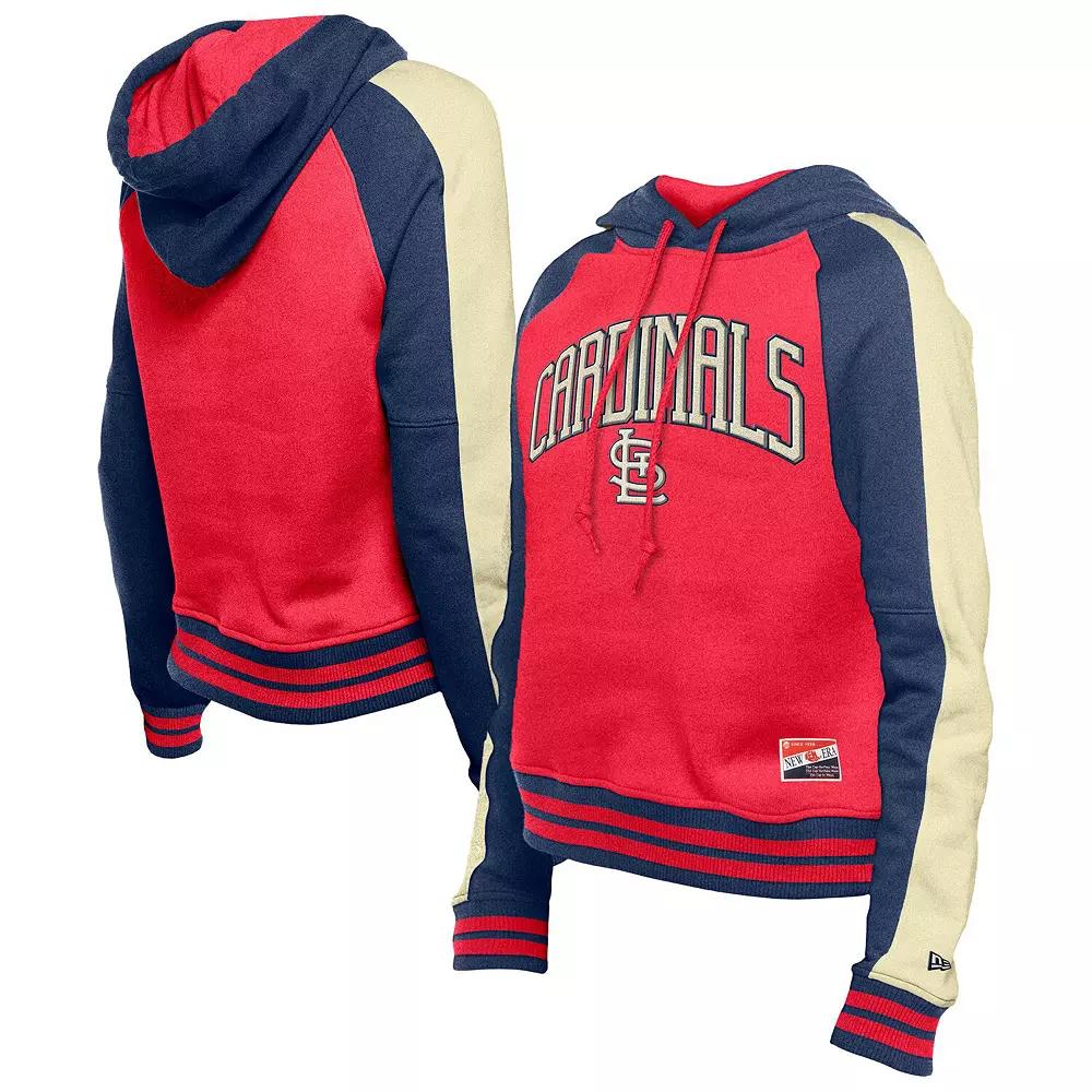 Women's New Era  Red St. Louis Cardinals Cooperstown Collection Cropped Raglan Pullover Hoodie, Size: Medium Product Image
