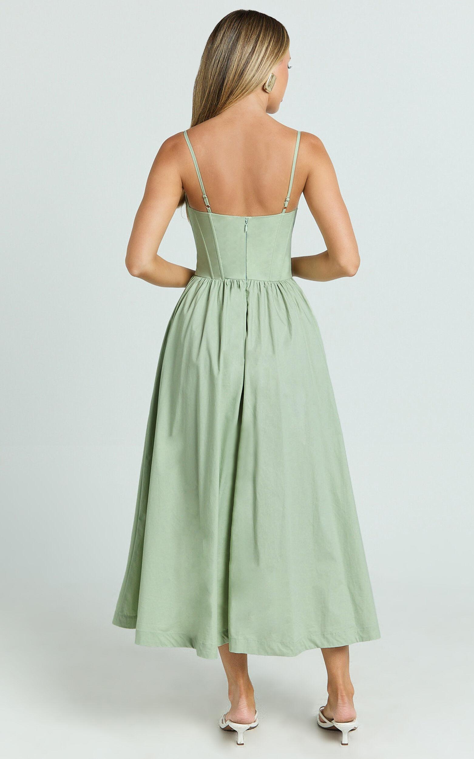 Braelyn Midi Dress - Scoop Neck Flare Dress in Sage Product Image