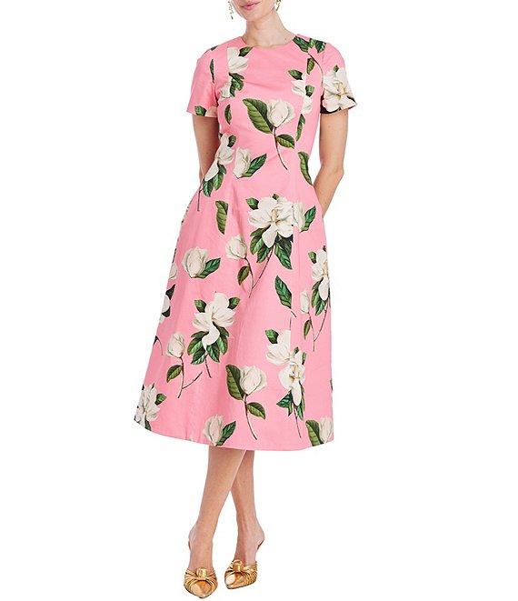 Mestiza New York Lia Floral Print Round Neck Short Sleeve Reversible Midi Dress Product Image