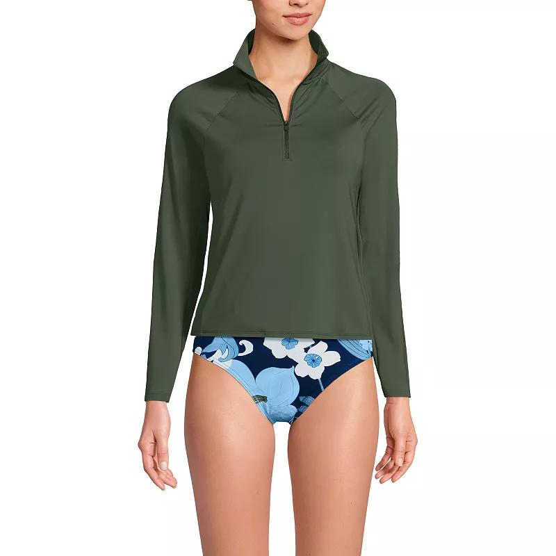 Women's Lands' End Long Sleeve Quarter Zip Swim Top, Size: XS, Icy Mint Green Product Image