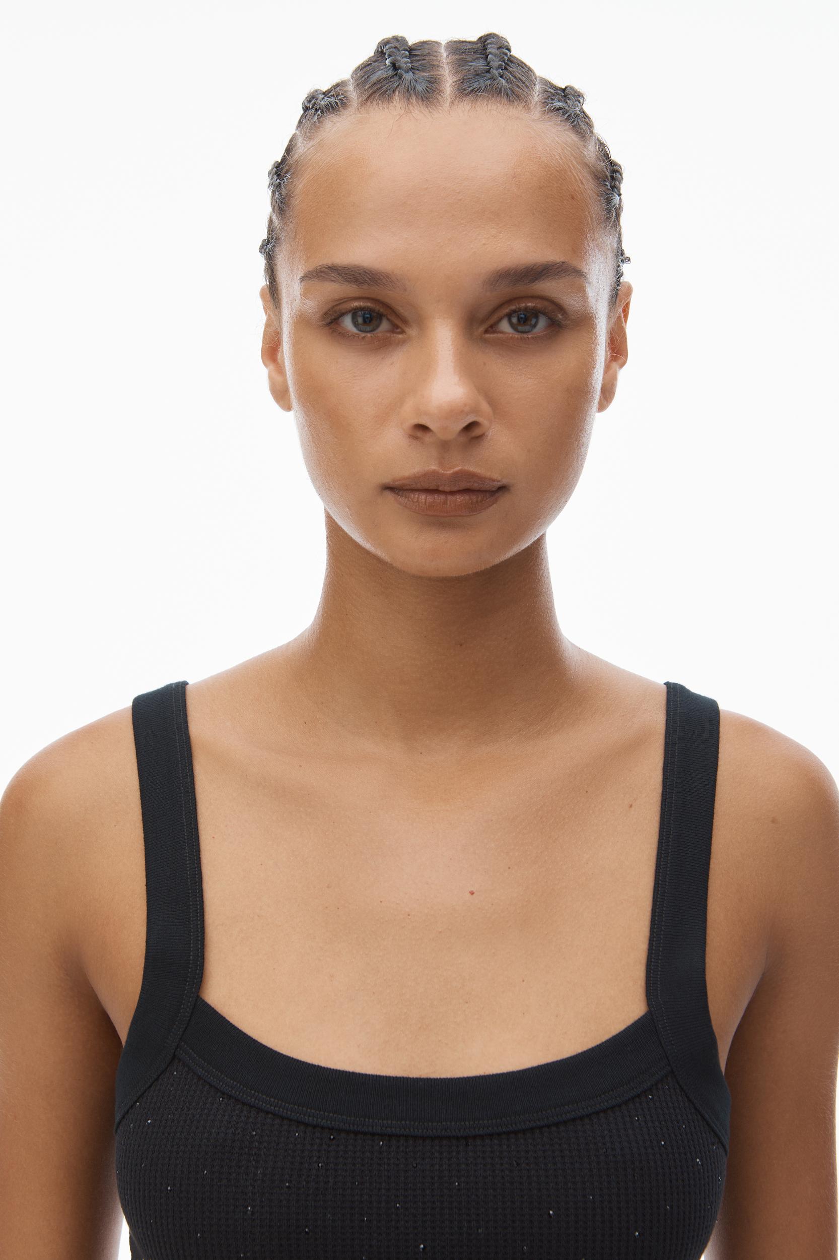 Crystal Hotfix Cropped Camisole In Waffle Knit Product Image