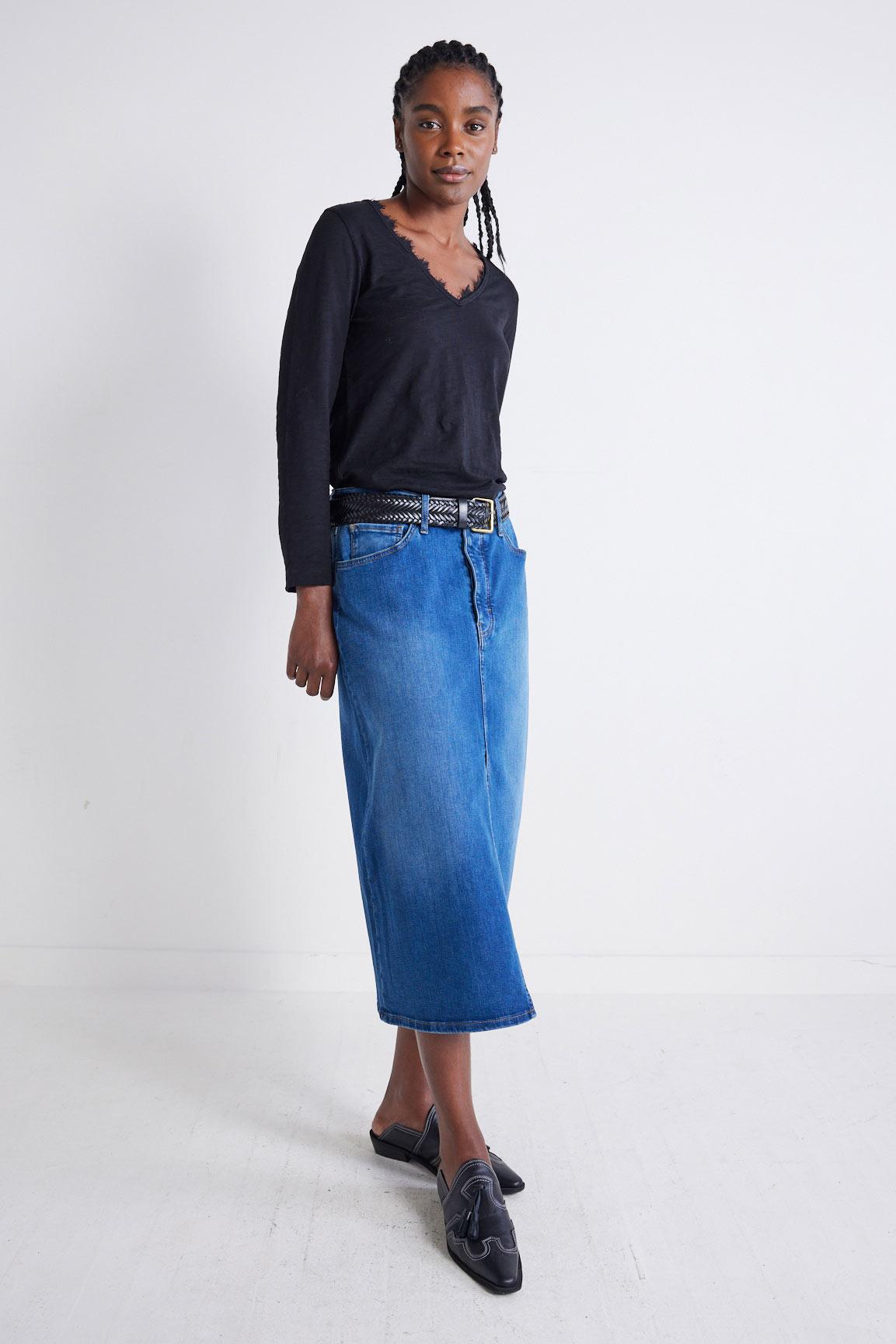 The 90's Denim Midi Skirt Product Image