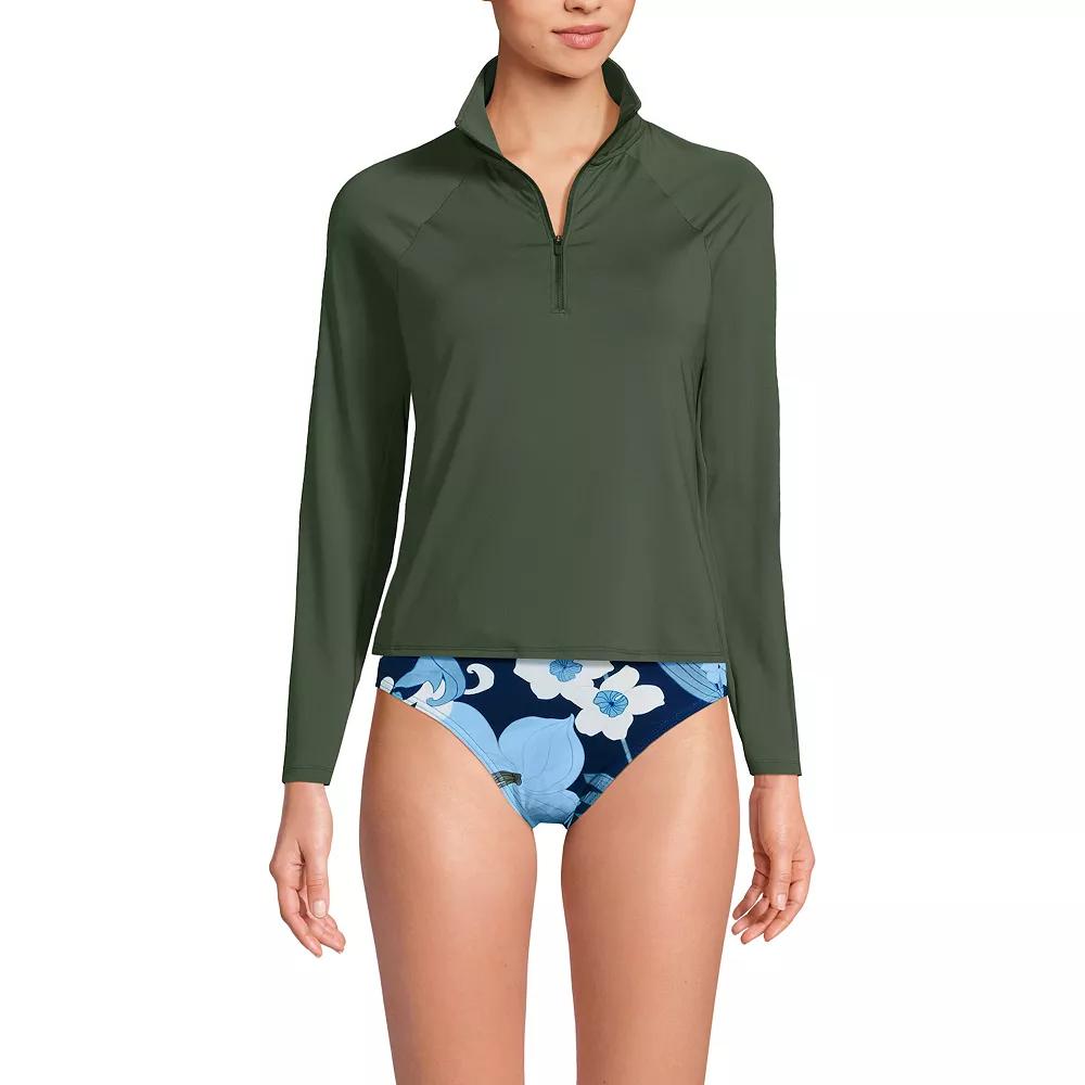 Women's Lands' End Long Sleeve Quarter Zip Swim Top, Size: XS, Icy Mint Green Product Image