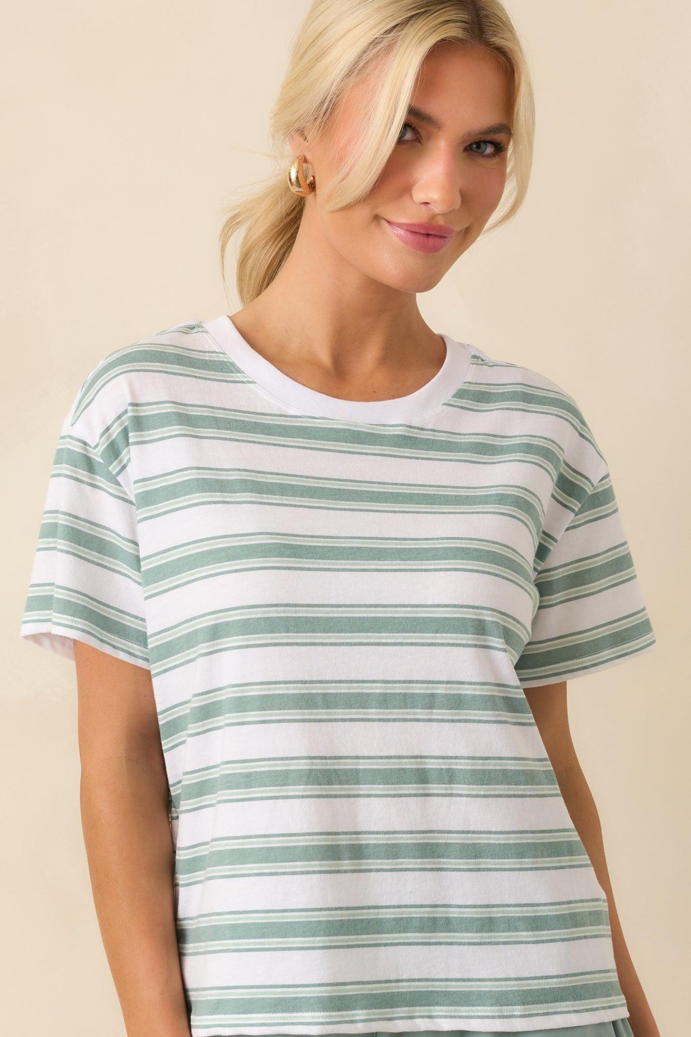Z Supply Green Cotton All Star Stripe Tee Product Image