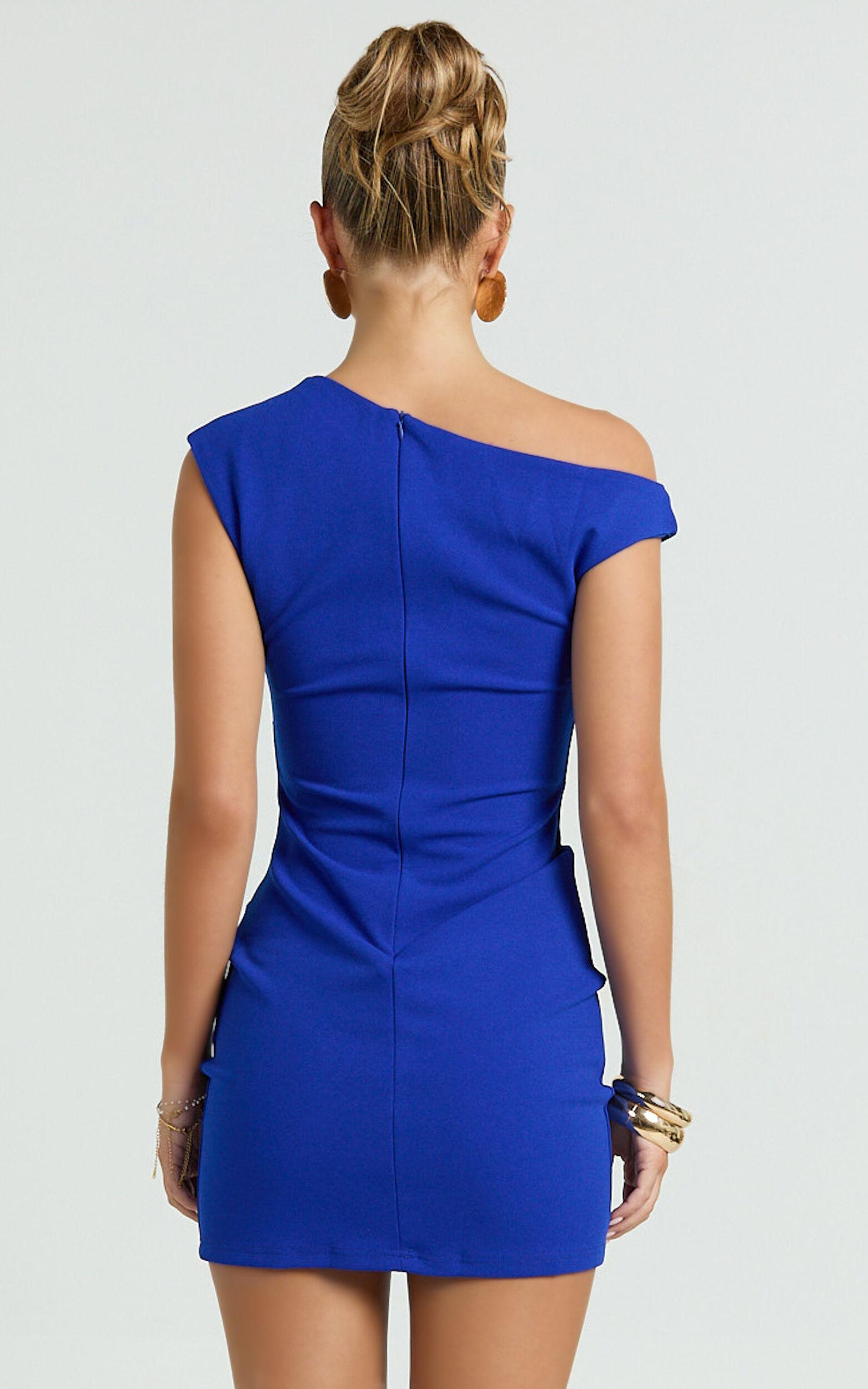 Vilma Mini Dress - One Shoulder Bodycon Dress in Blue Product Image
