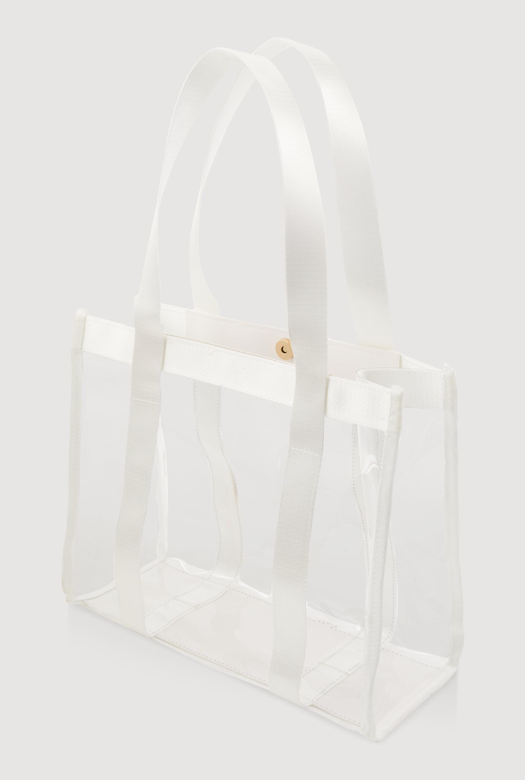 Contrast Trim Clear Tote Bag with Pouch Unisex Product Image