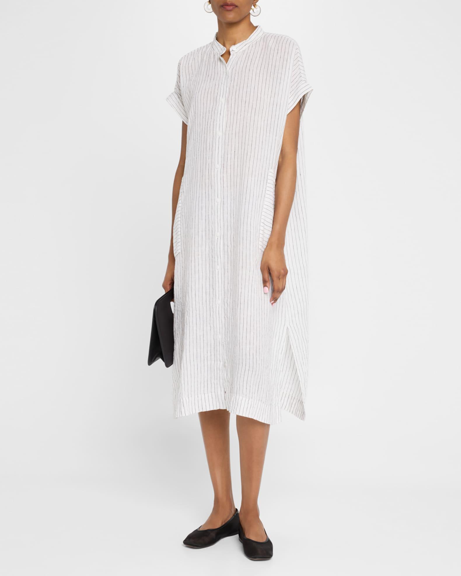 Striped Organic Linen Midi Dress Product Image