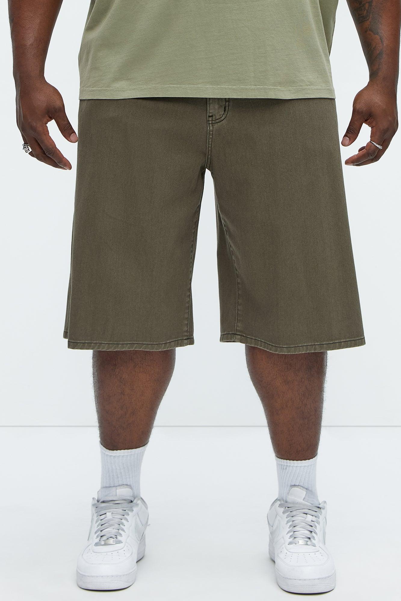 Lucas Baggy Denim Shorts - Olive Product Image