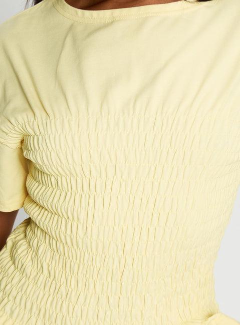 Maybe Tomorrow Ruched Top Lemon Product Image