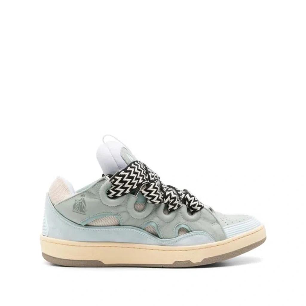 LANVIN Suede Leather Curb Sneakers Men In Blue Product Image