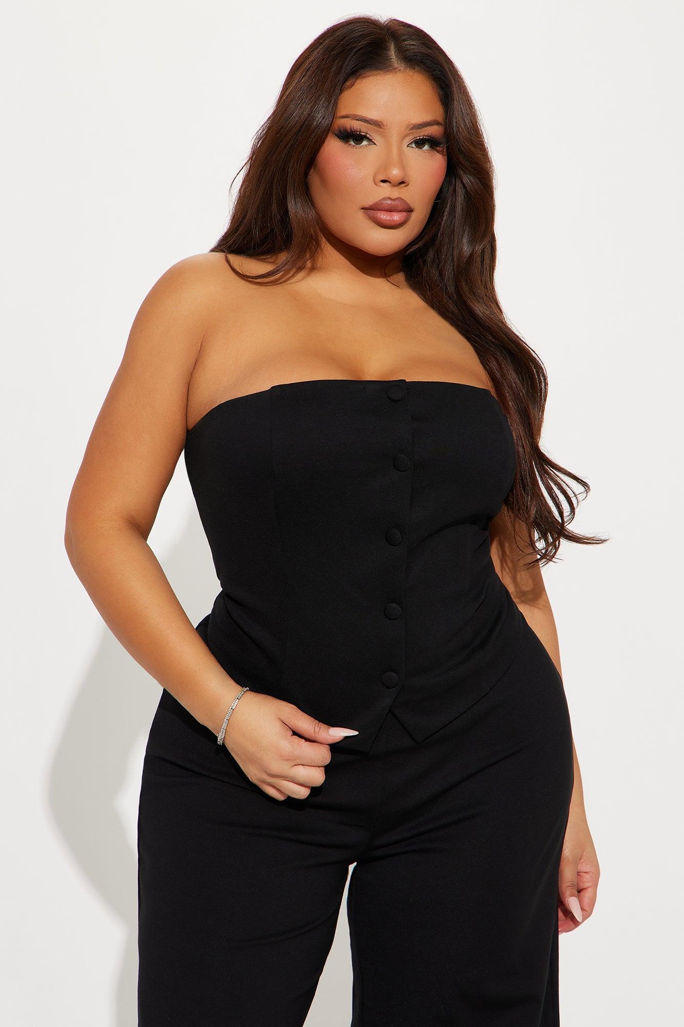 The Mia Strapless Ponte Jumpsuit - Black Product Image