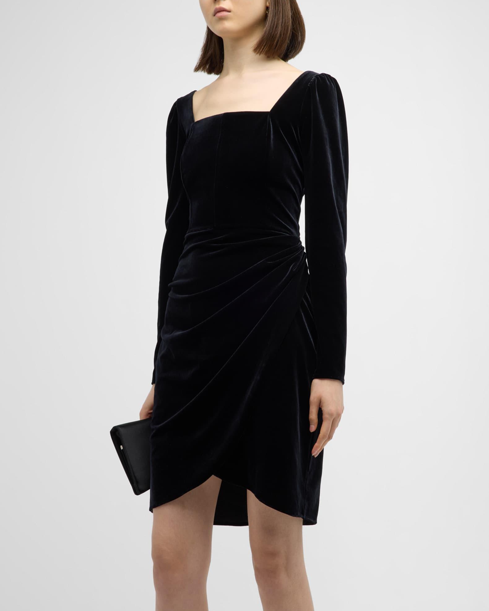 Soho Draped Square-Neck Velvet Mini Dress Product Image