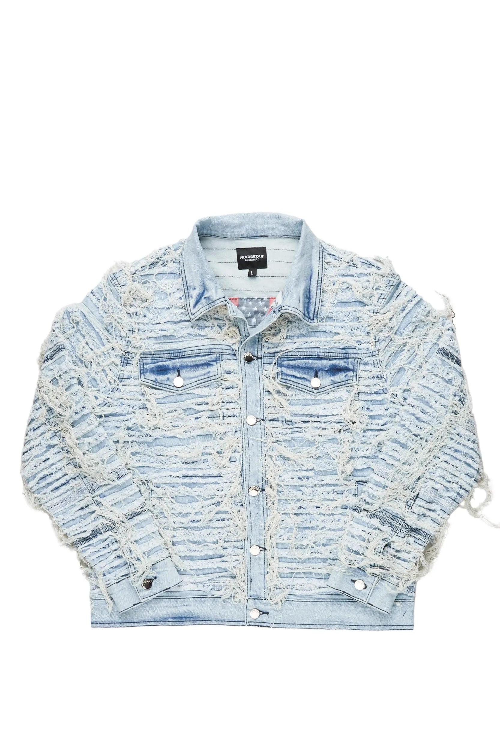 Ayan Blue Distressed Denim Jacket Male Product Image
