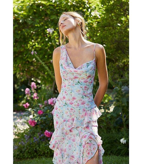 ASTR The Label Levina Floral Ruffle One Shoulder Maxi Dress Product Image