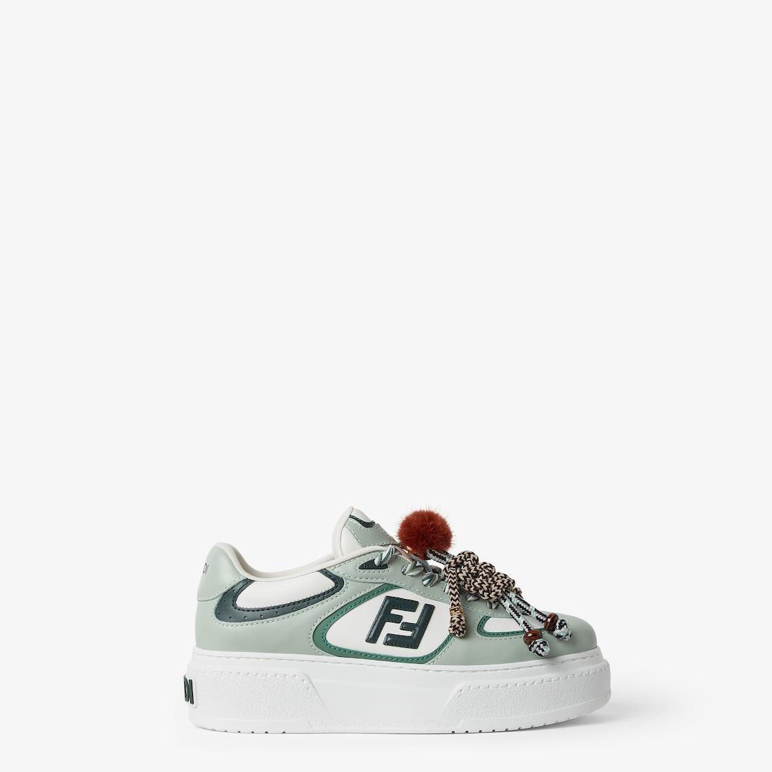 Fendi Match Low top platform shoes in green leather with charm Product Image