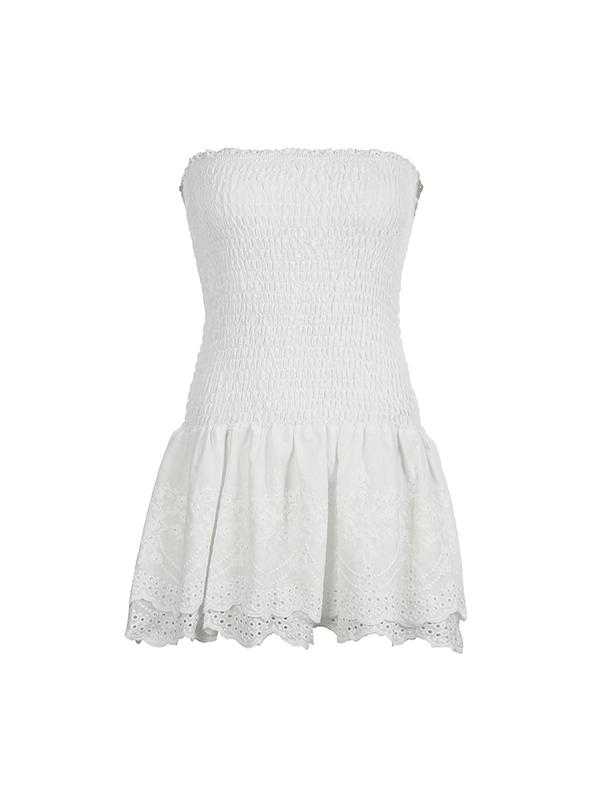 Wrap-Around Waist Slimming Jacquard Mini Dress Product Image