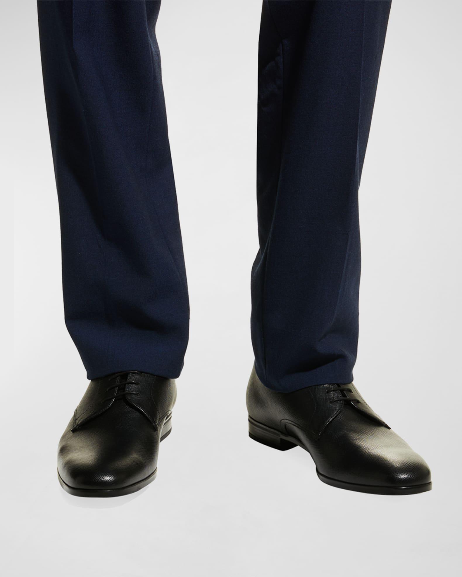 Men's Saffiano Leather Lace-Ups Product Image