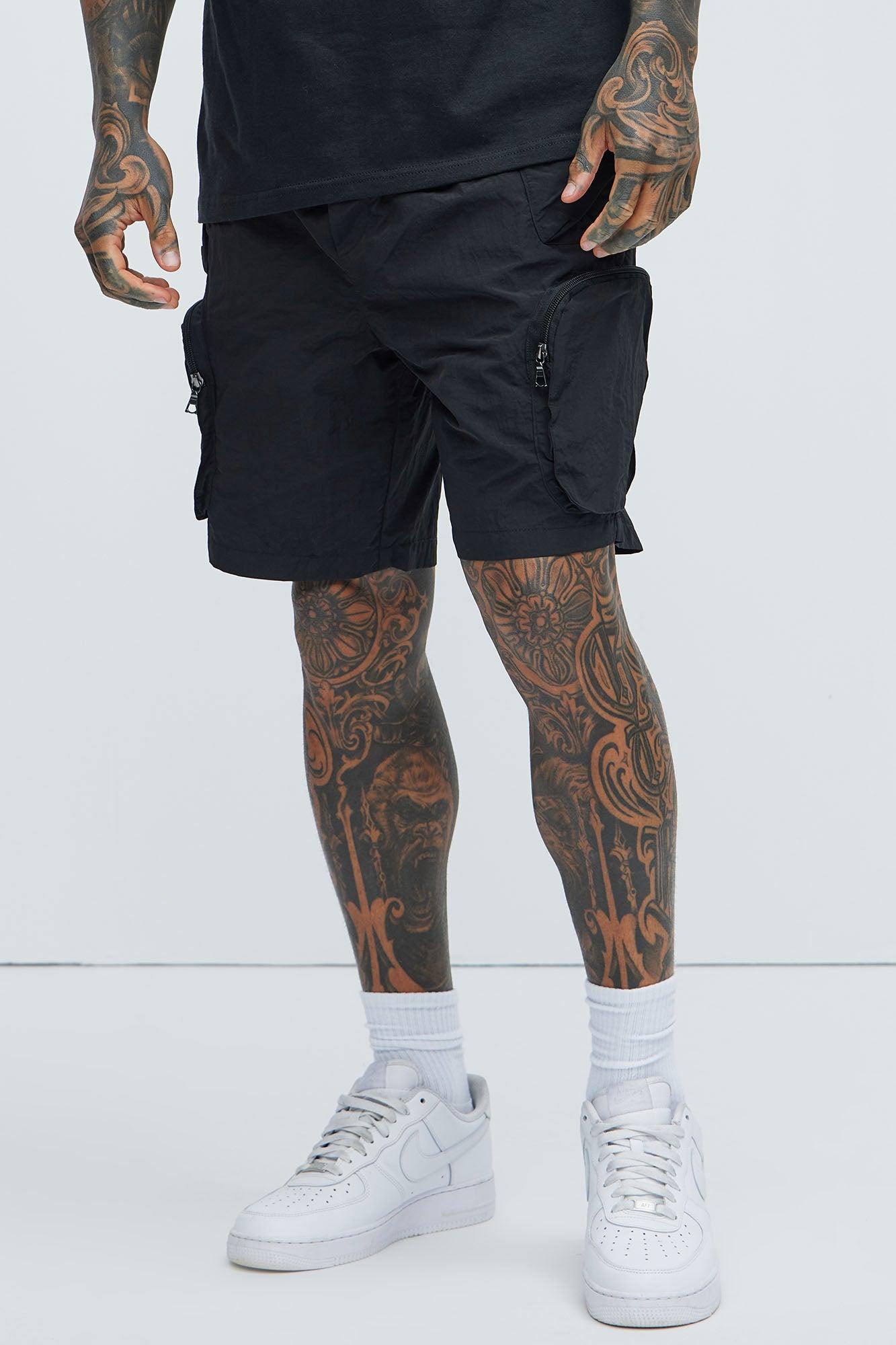 All This And That Nylon Cargo Shorts - Black Product Image
