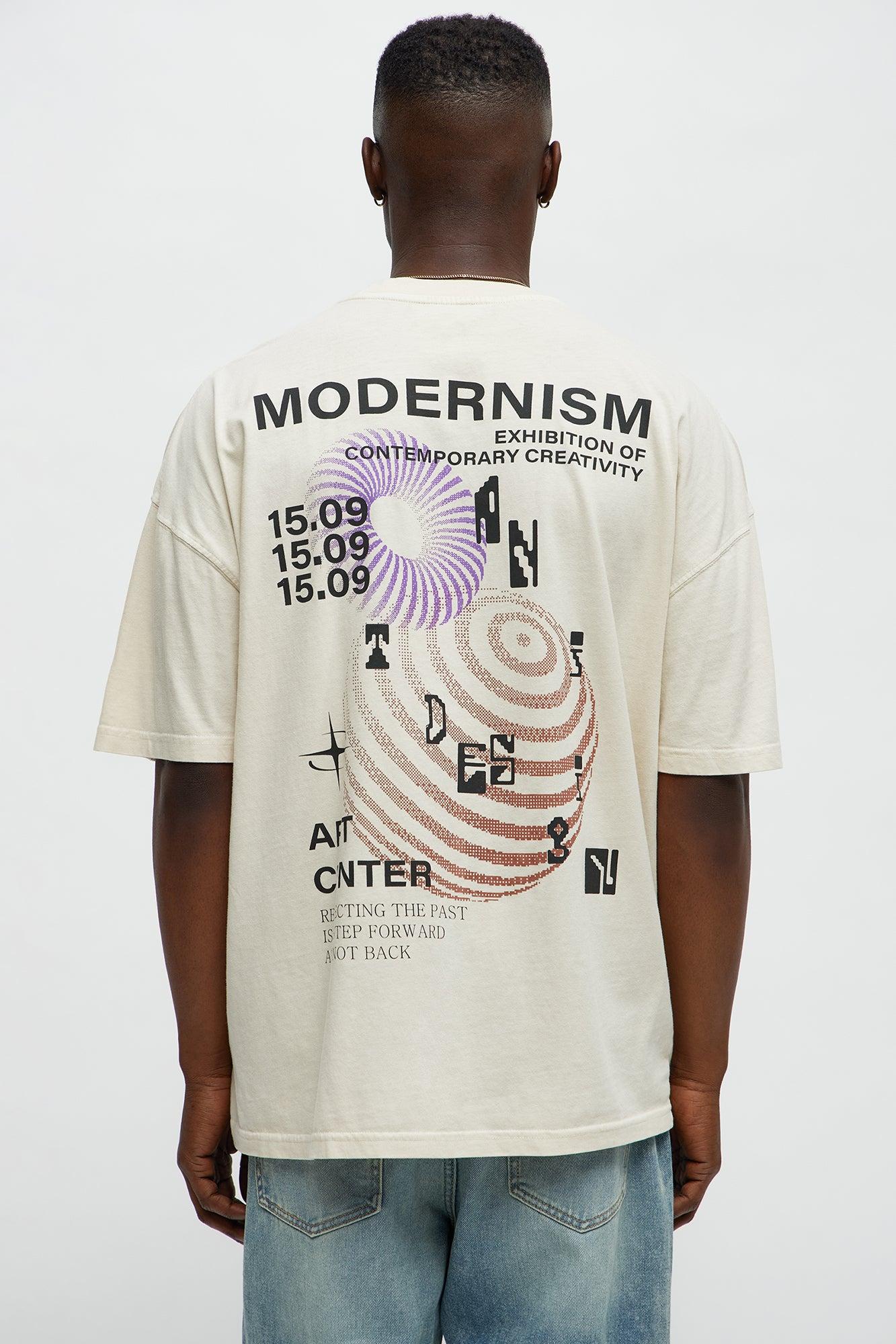 Modernism Art Center Oversized Short Sleeve Tee - Cream Male Product Image
