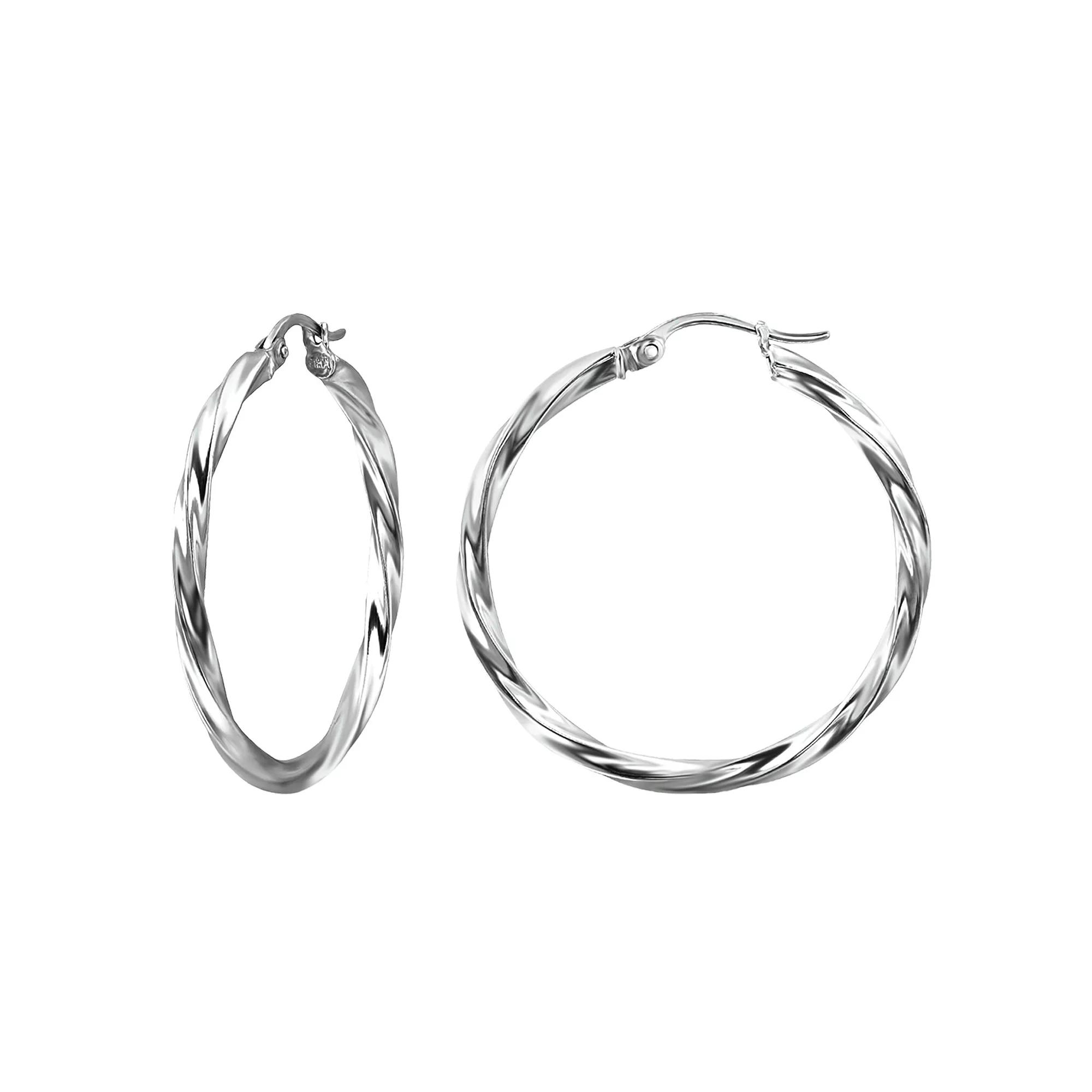 Aleure Precioso Sterling Silver Twist Hoop Earrings, Women's, Size: 20 mm Product Image
