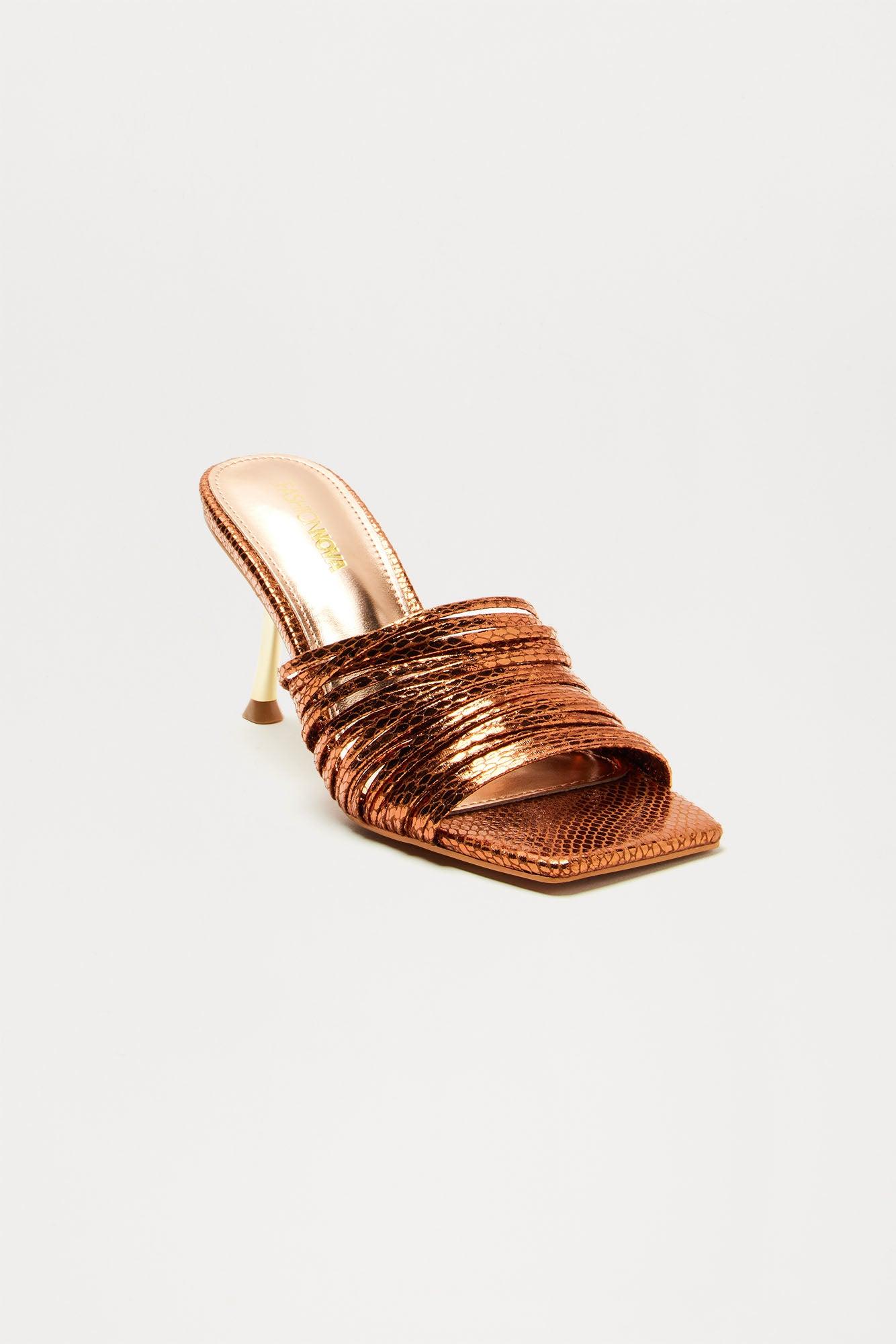 Nalya Metallic Mules - Rust Product Image