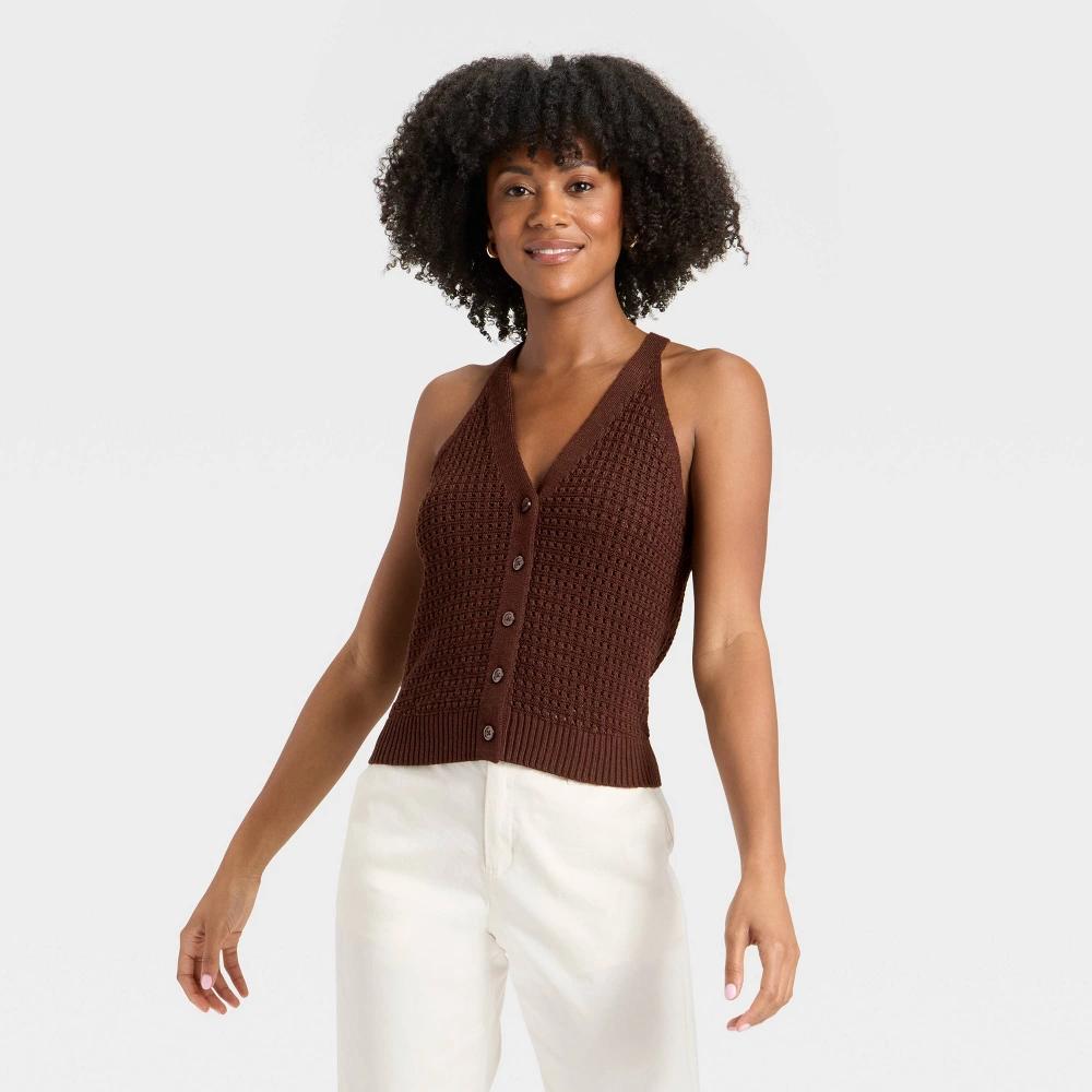Women's Crochet Vest - A New Day™ Cream 2X Product Image