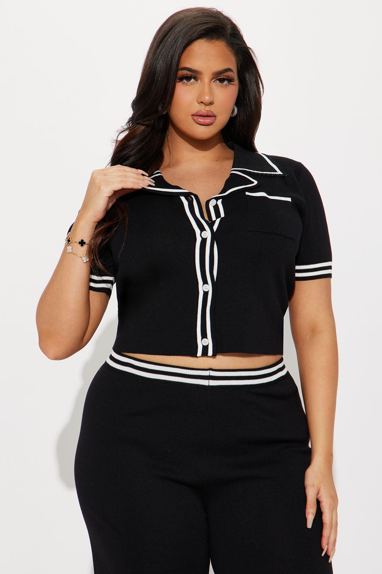 Preppy Babe Sweater Pant Set - Black Product Image