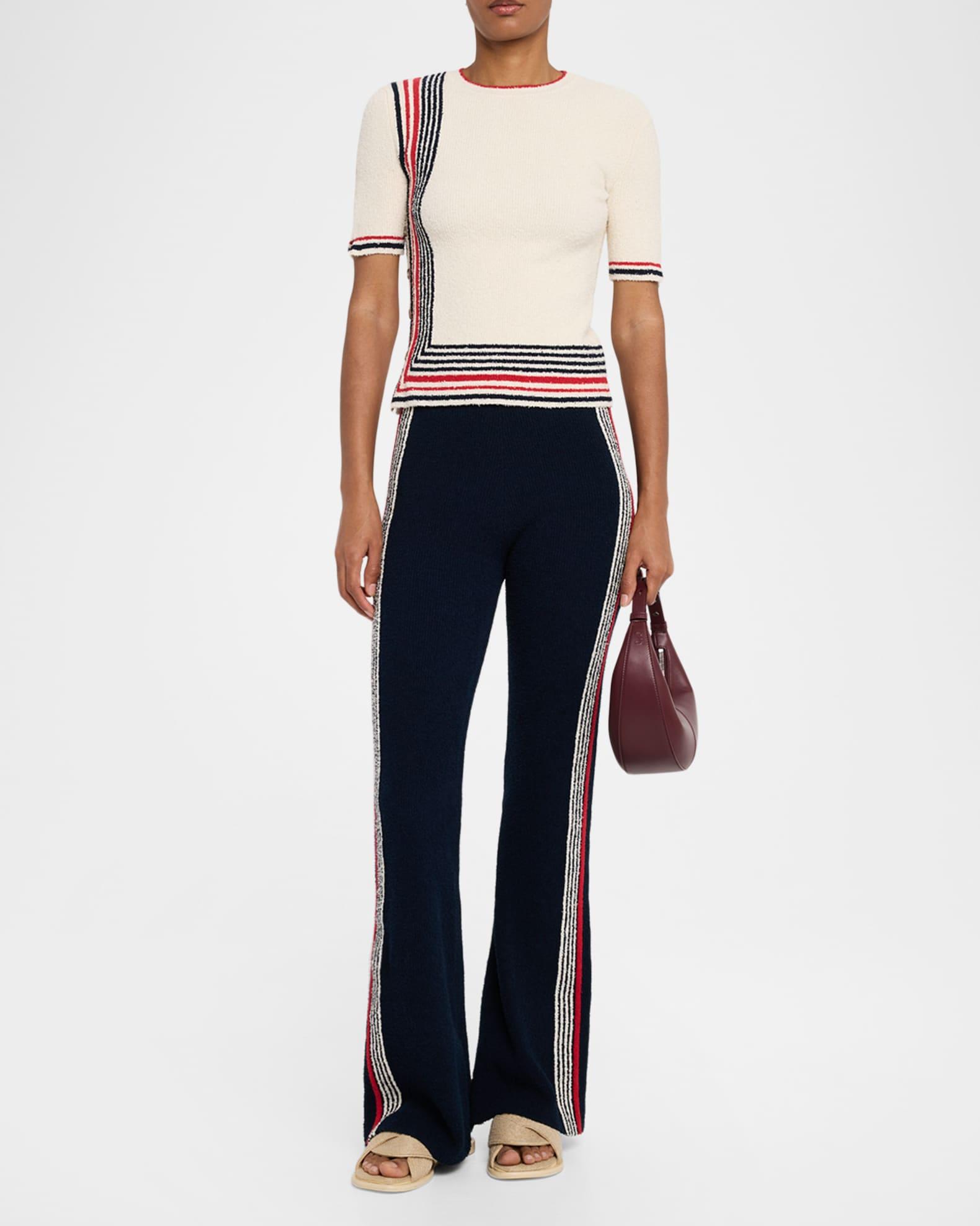 Side Stripe Knit Flare Pants Product Image