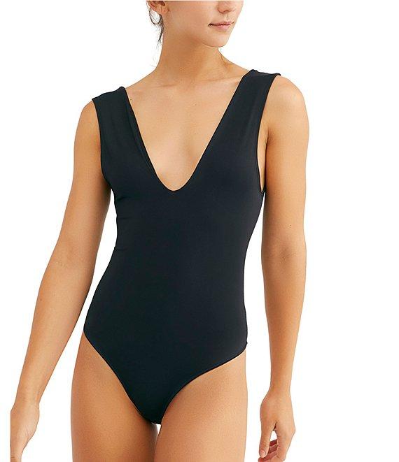 Free People Keep It Sleek V-Neck Sleeveless Bodysuit Product Image