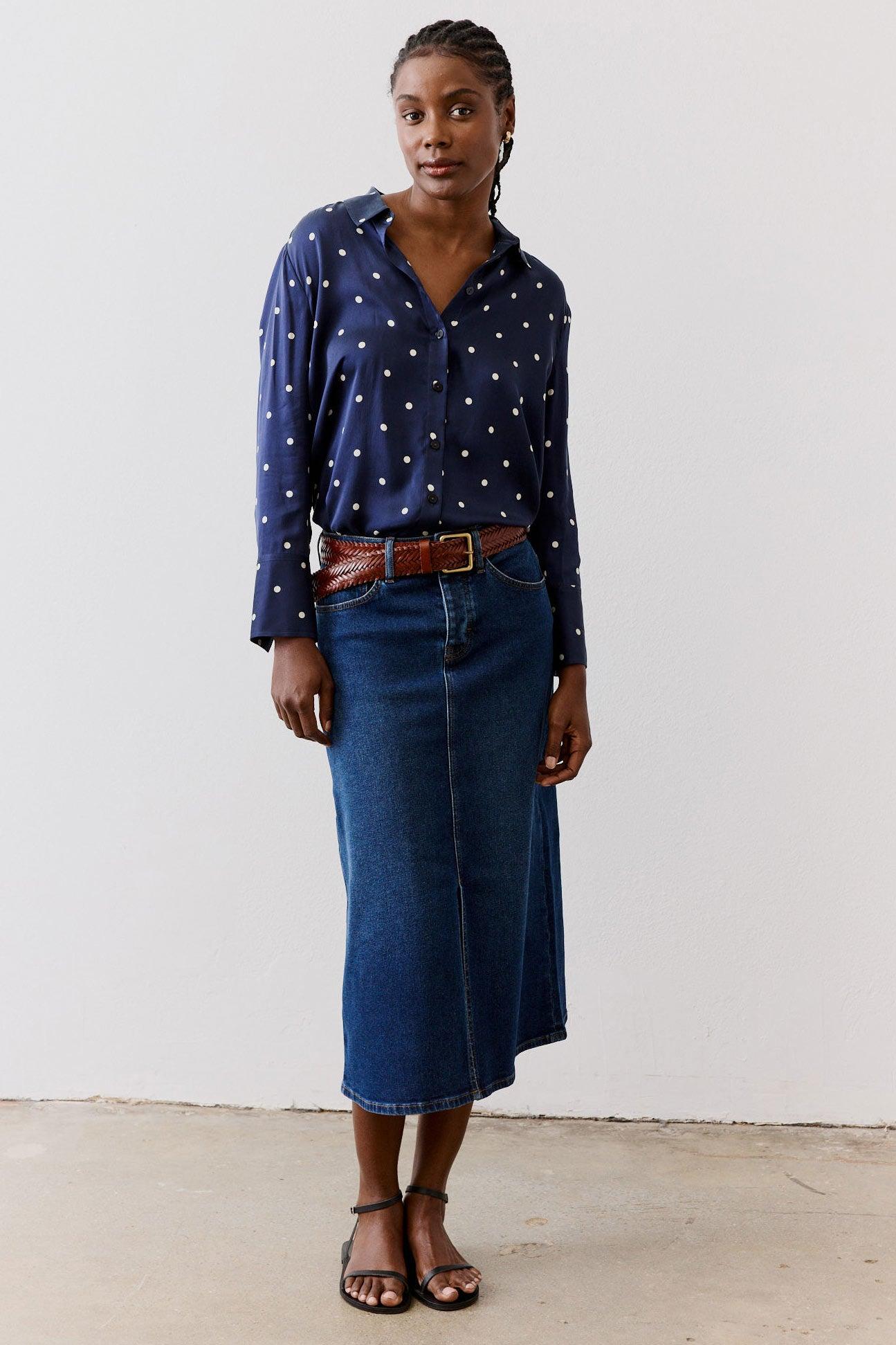 Shift Your Gaze Silk Button Down Blouse Product Image