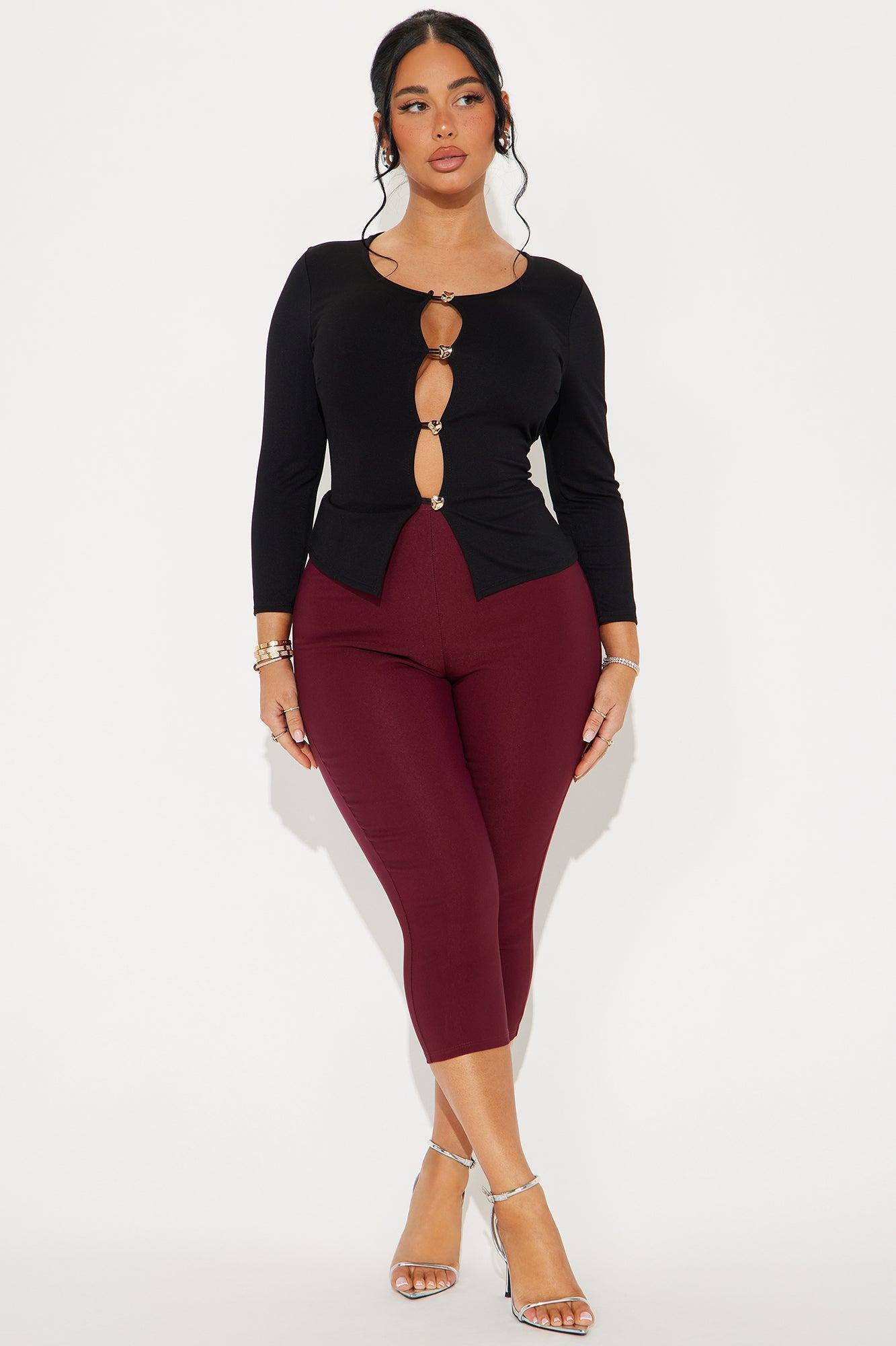 High Class Long Sleeve Cut Out Top - Black Product Image