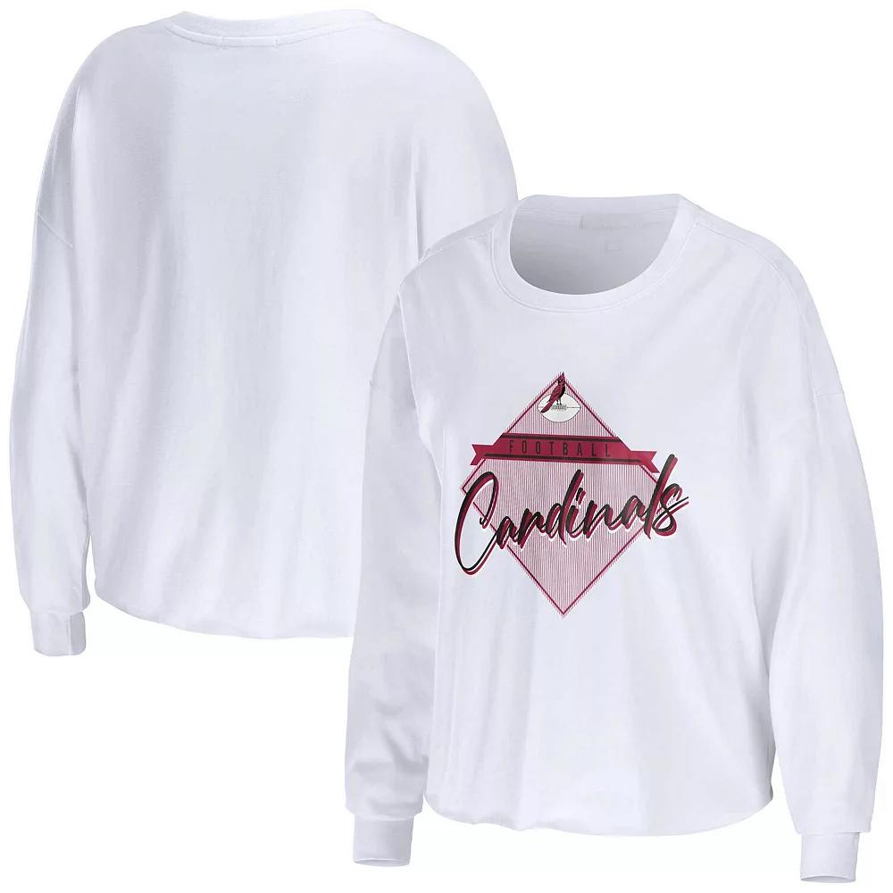 Women's WEAR by Erin Andrews White Arizona Cardinals Domestic Cropped Long Sleeve T-Shirt,  Product Image
