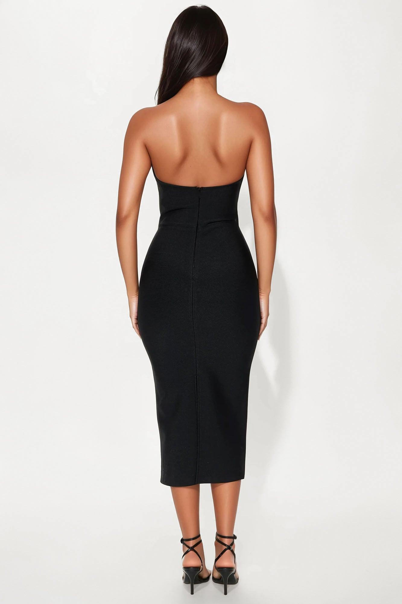 Best Dressed Rhinestone Bandage Midi Dress - Black Female Product Image