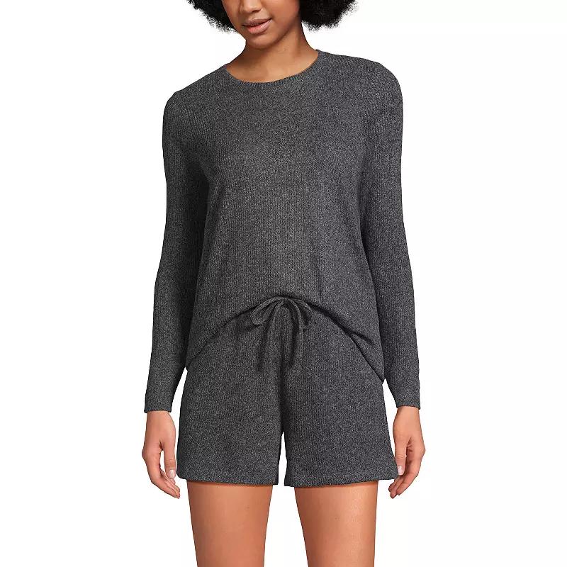 Women's Lands' End 2-pc. Cozy Brushed Rib Pajama Top & Pajama Shorts Set,  Product Image