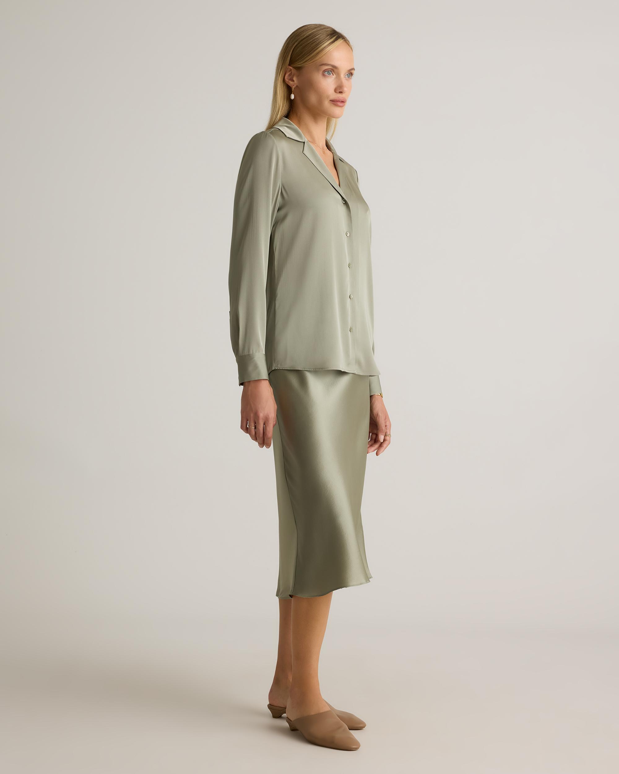 Quince | Women's Washable Stretch Silk Notch Collar Blouse Product Image