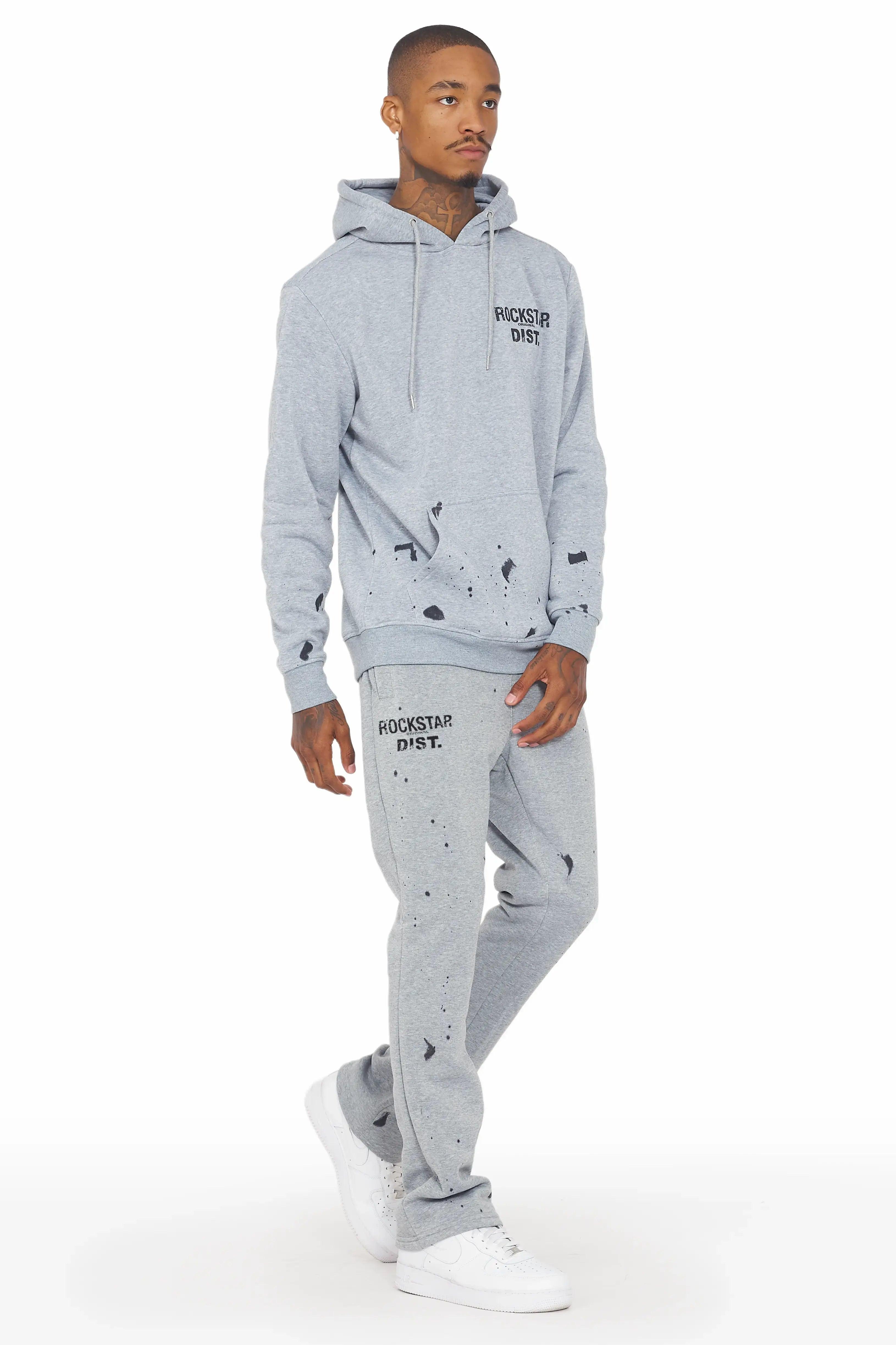 Raffer Heather Grey Hoodie/Stacked Flare Track Set Male Product Image