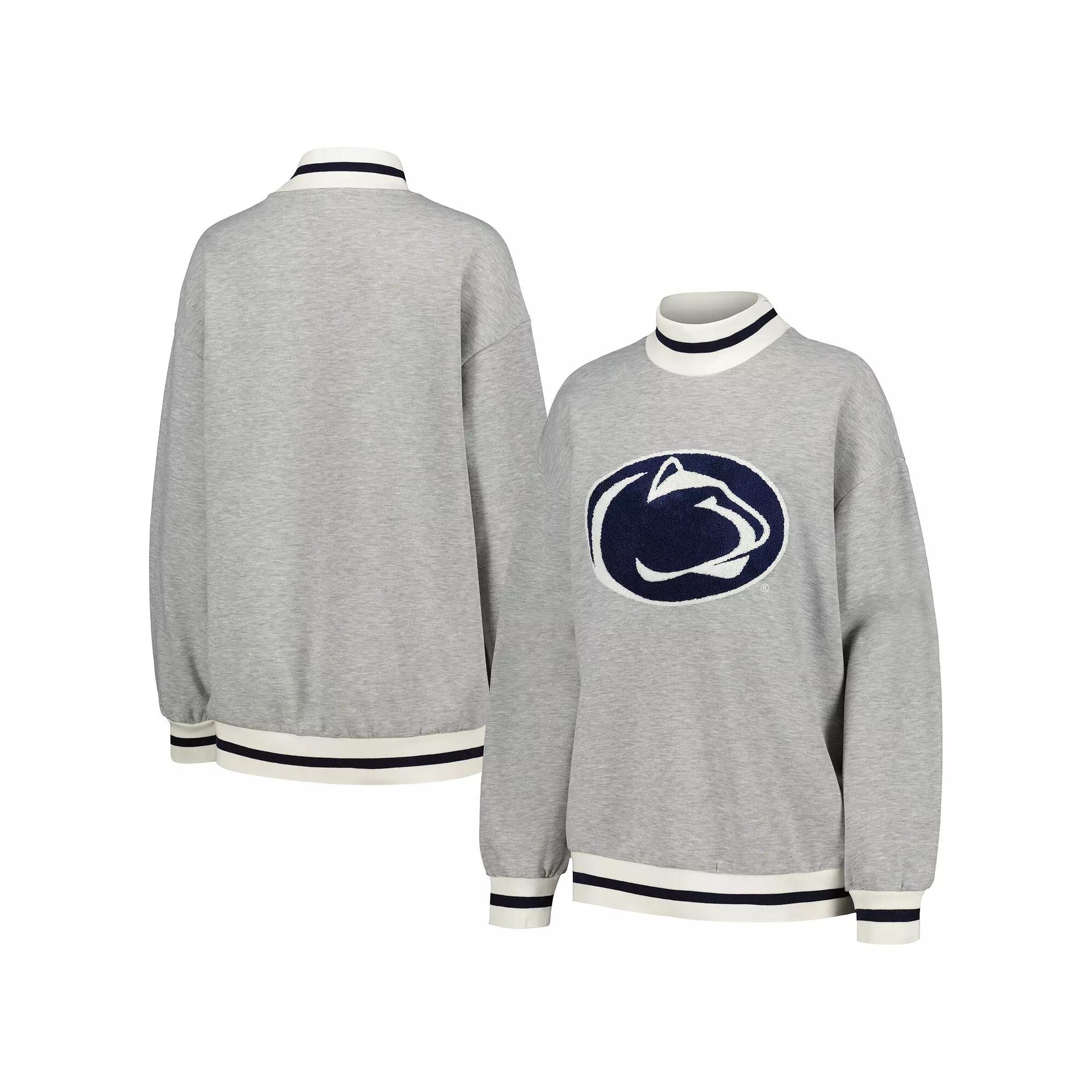 Women's Gameday Couture Ash Penn State Nittany Lions In It To Win It Sporty Mock Neck Pullover Sweatshirt, Size: 2XL, Black Product Image