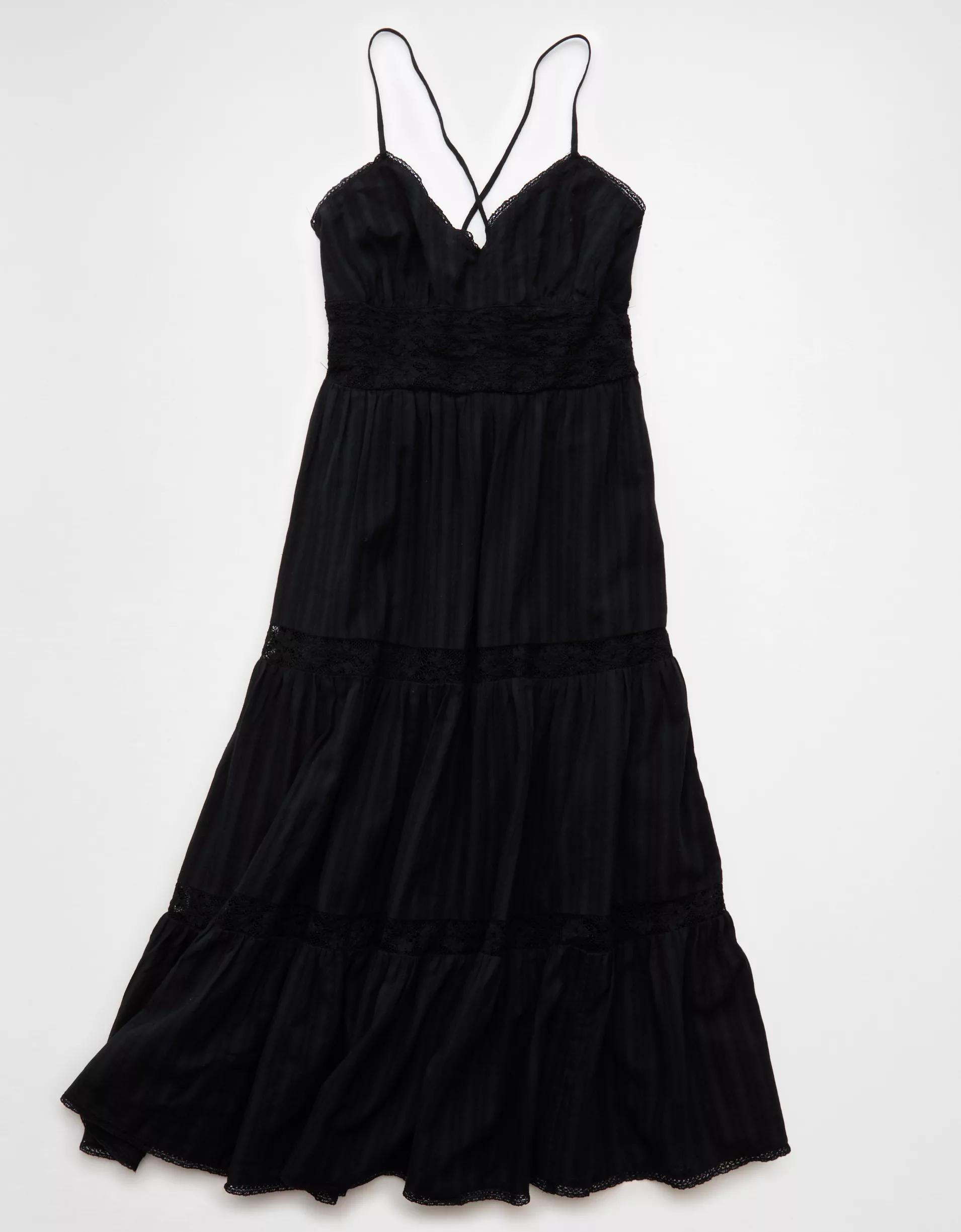 AE V-Neck Lace Tiered Maxi Dress Product Image
