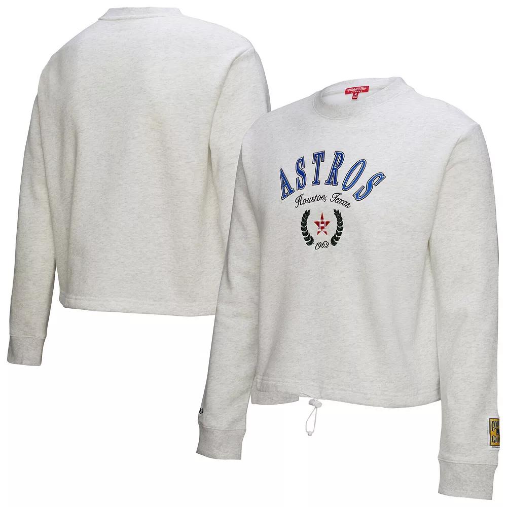 Women's Mitchell & Ness Heather Gray Houston Astros Cropped Toggle Pullover Sweatshirt,  Product Image