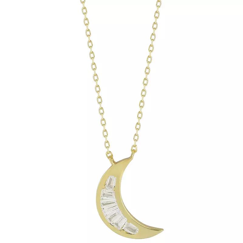 Sunkissed Sterling Cubic Zirconia Moon Pendant Necklace, Womens Gold Tone Product Image
