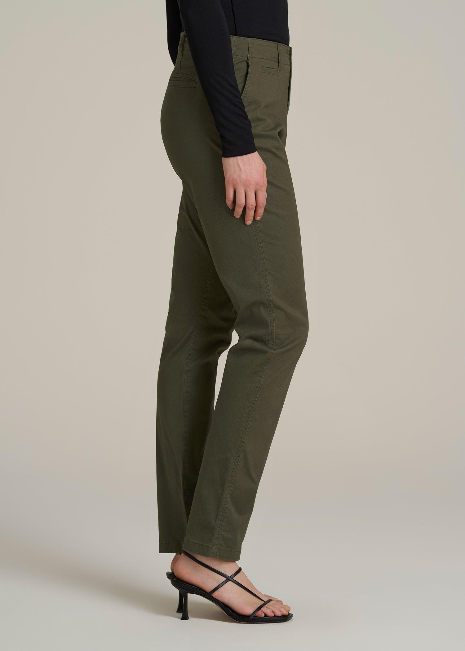 High Rise Tapered Chino Pants for Tall Women in Forest Night Female Product Image