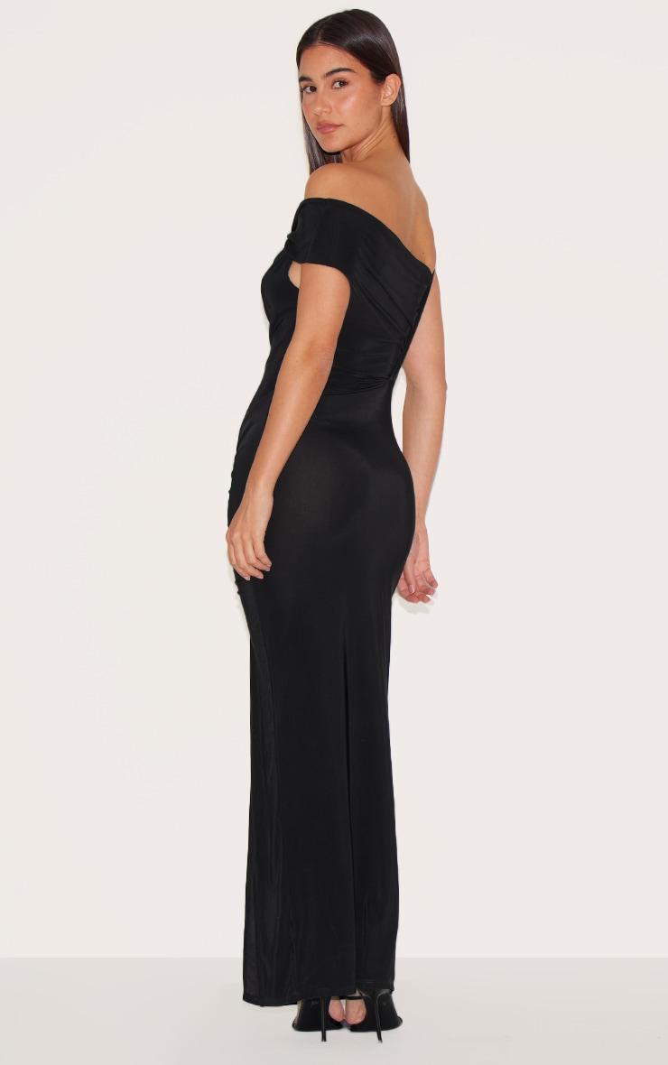 Black Slinky Twist Detail Maxi Dress Product Image