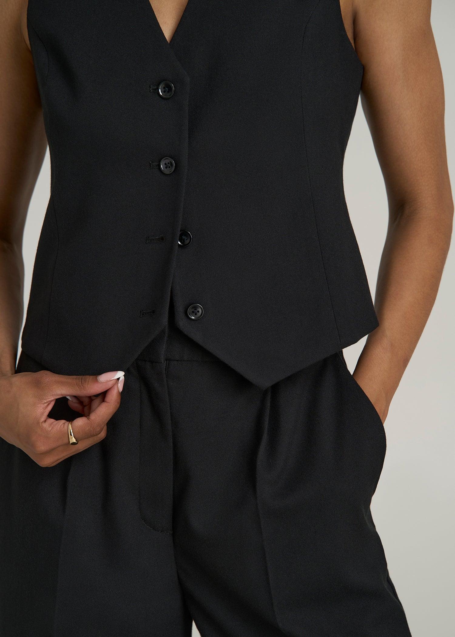 Tailored Vest for Tall Women in Black Female Product Image