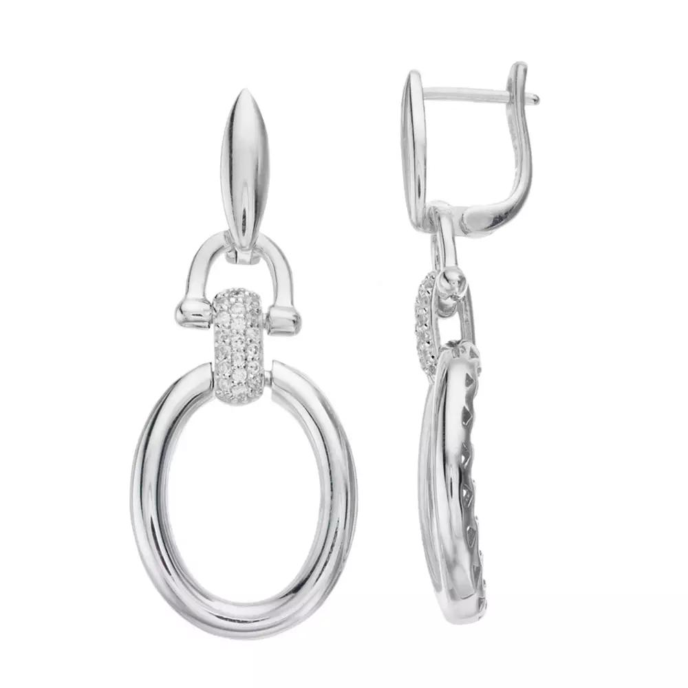 Rosabella Sterling Silver Cubic Zirconia Link Oval Dangle Earrings, Women's Product Image